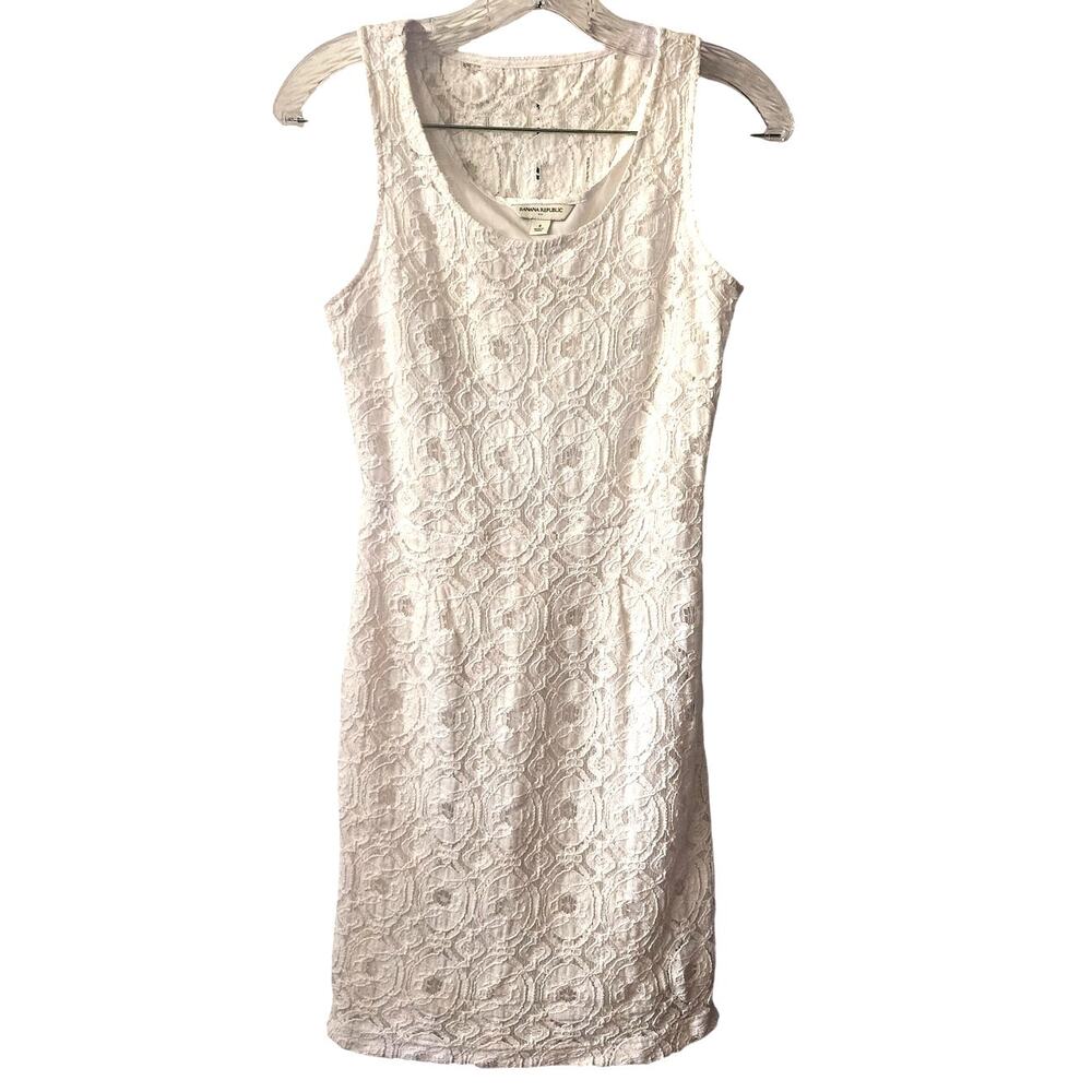 Banana Republic Sleeveless Crochet Lace Overlay Lined Knee Length Dress Size 4